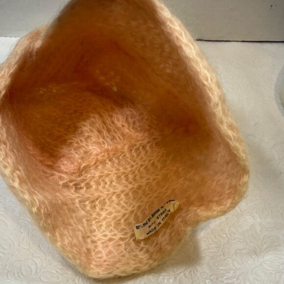 VTG Wool Woven Light Peach Colored Head Wrap Hat Made in Italy - Picture 5 of 8